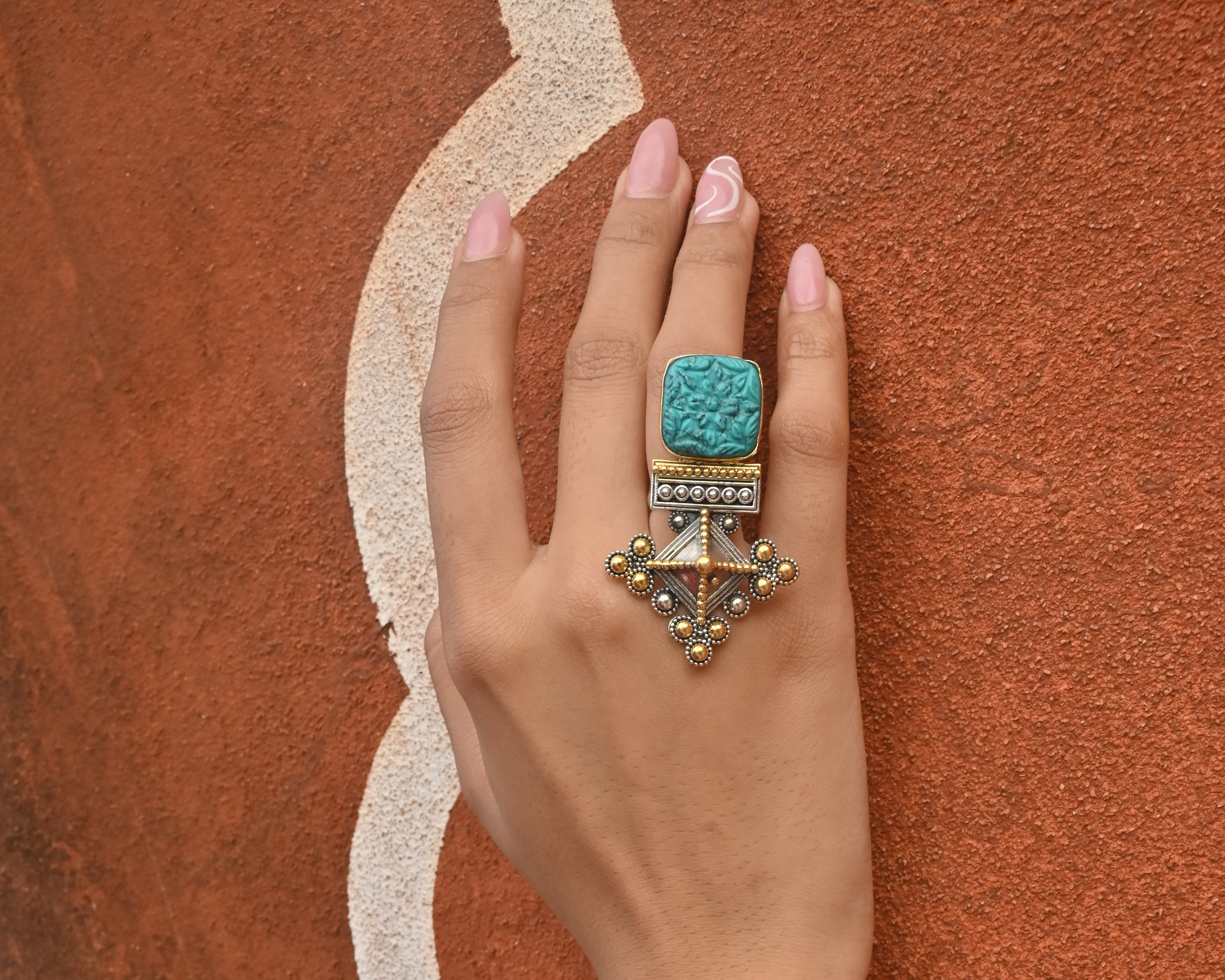 Silver Turquoise Blue Ring